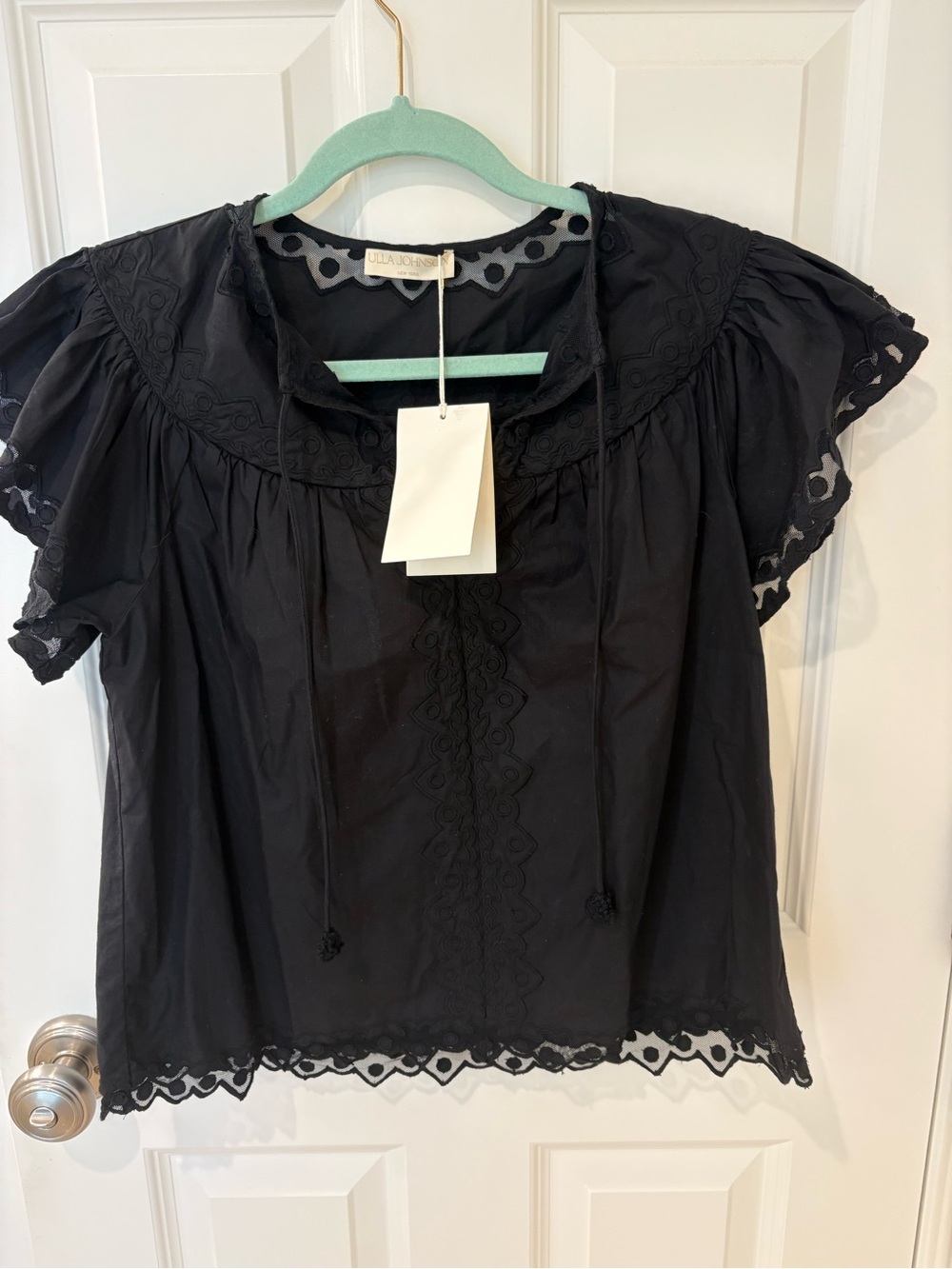 Ulla Johnson Effie flutter sleeve black top NWT - Picture 5 of 8